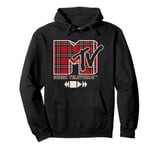 MTV Music Television Plays Grunge Plaid Big Chest Logo Pullover Hoodie