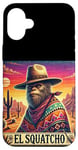 Coque pour iPhone 16 Plus El Squatcho Bigfoot Cowboy Sunset Funny Western Sasquatch