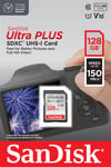 Carte mémoire SD SanDisk Ultra Plus 128GB SDXC 150MB/s Rouge et Gris