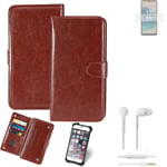 Case For Nokia G22 brown + Earphones Protective Flip Cover Folding Bag Book Cell