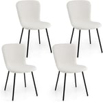 Chaises de Salle à Manger Lot de 4, Chaise Velour avec Dossier Haut, Pieds en Métal, Chaise Salon Rembourrée pour Cuisine, Chambre, Beige - Costway