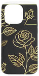 Coque pour iPhone 15 Pro Rose florale botanique, style minimaliste