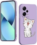 WOKEZ Coque pour Xiaomi Redmi Note 12 Pro Plus 5G avec Chaton, Antichoc Silicone Liquide Cover pour Redmi Note 12 Pro+, Silicone Housse de Protection Intégrale Case-Violet07