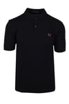 Fred Perry Mens Plain Polo Shirt Black/Marmalade - White - Size 2XL