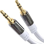 KabelDirekt – Jack Cable, Aux Cable & Audio 3.5mm Cable – 1m Audio Cable – Available in 0.3m to 10m – Suitable for Headphones – Mobile Phone – PC & Laptop Audio – Car – HiFi – Stereo, white