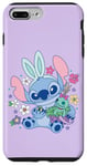 Coque pour iPhone 7 Plus/8 Plus Disney Lilo & Stitch Cute Easter Bunny Stitch and Scrump