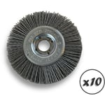 Lot de 10 brosses circulaires NYLON Abrasif Ø 100 mm Epaisseur 1 rang Carbure de silicium Grain 120 Alésage 16 mm Touret meuleuse ponceuse Brossage