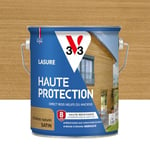 V33 Lasure Bois extérieur Chêne naturel satin - Haute Protection 8 ans - Haute résistance hydrofuge et anti-UV - Résiste aux variations du bois - Ecolabel, résine d'origine végétale - 2,5L