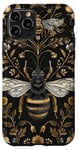 Coque pour iPhone 11 Pro Beau motif abeilles et fleurs noires