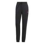 adidas Femme Essentials Linear French Terry Cuffed Pants, Black/Pulse Magenta, L