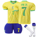 2024-2025 Brasilien Hemma Barn Fotbollströja #7 Vinicius Vini JR - Perfekt 28