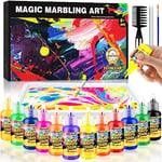 Titoclar Kit de peinture marbrée pour enfants, arts et travaux manuels pour filles et garçons âgés de 6 à 12 ans, kit d'artisanat, kit de peinture à l'eau, peinture sur marbre pour enfants et adultes