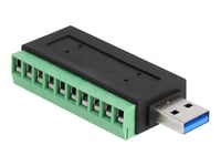 Delock - Usb-Adapter - 10 Stifts Terminalblock Till Usb Typ A (Hane) - Usb 3.2 Gen 1 - 5 V - 1 A - Svart/Grön