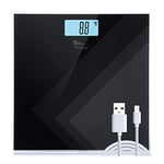 Digital Bathroom Scales USB Rechargeable, Weighing Scales for Body Weight with Weight Change Indication, Step-On Technology,High Precision,180kg/400lb/28stone Maximum Capacity