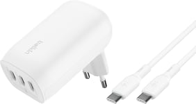 Boostcharge Chargeur Secteur 3 Ports Usb-C Avec Pps De 67 W (Pour Appareils Usb-C Pd 3.1 Comme L'iphone 16 (Tous Modèles), Macbook Pro, Airpods, Galaxy, Etc., Câble Usb-C Vers Usb-[One142282]