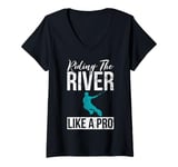 Womens Riding the River like a Pro Water Ski V-Neck T-Shirt