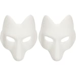 Vargmask Djurmasker 2 st Rävmask, Halloween Vit Rävmask A A