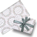 Glick Lot de 3 feuilles de papier cadeau de Noël de luxe - Motif couronne de Noël - Blanc