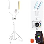 Neewer RGB Esthetician Light Kit Upgraded with Phone APP Control/Touch Bar, Separate Control Dual Arm LED Video Light w Phone Holder/Stand/Travel Bag, 2500K-10000K 18 Scenes for Tattoo Lash, BH40C