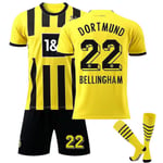 2022-2023 Borussia Dortmund Jersey Barn Fotbollströja Herr Fotbollströja Kit CNMR BELLINGHAM 22 Kids 24(130-140)