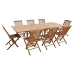Ensemble table et chaises d'extérieur - BENEFFITO SALENTO - Table extensible - 8 chaises pliantes en teck