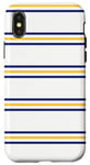 Coque pour iPhone X/XS Blanc Bleu Marine Jaune Rayé Girly Esthétique Preppy Stripe