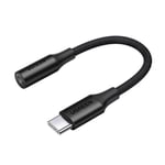 Ugreen 3,5 mm Mini Jack til USB-C hovedtelefonadapter, 10 cm - Sort