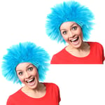 2 X BLUE SPIKE WIG FANCY DRESS COSTUME ACCESSORY WORLD BOOK DAY THING OUTFIT