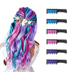 6 Pièces Fluorescente Peigne à Craie pour Cheveux, Cheveux Craie Peignes de Craie Temporaire Dye Couleur de Brosse pour Filles Enfants Cadeau d'anniversaire, Fête, Cosplay (Bleu + Rose + Violet)