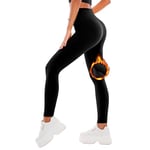 SINOPHANT Legging Polaire Femme Legging Chaud Femme Hiver Thermique Pantalon Taille Haute Élastiques pour Le Sport Noir L-XL