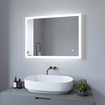 AQUABATOS® Miroir de Salle de Bain avec éclairage 80 x 60 cm Miroir de Salle de Bain avec lumière LED Miroir cosmétique Miroir de Table Miroir de Table Miroir tactile à intensité Variable Chauffage