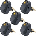 5 pièces 12V 30A spst 3 broches on/off rond point led lumière bouton-poussoir interrupteur à bascule pour voiture ASW-20D-BU,Jaune