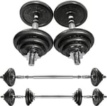 PROIRON Halteres alteres Musculation Homme,20KG Halteres,Barre Musculation,Poids,fabriqués à 100% en Fonte,Idéal pour Le Fitness, l'haltérophilie, la Gym à Domicile