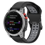 Garmin Fenix ​​​​7S / 6S / 5S silikonikelloranneke - musta, harmaa