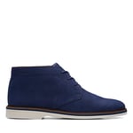 Clarks Homme Malwood Mid Bottine Chukka, Nubuck Bleu Marine, 42 EU