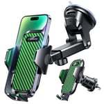 VANMASS 2024 BEST Car Phone Holder [Upgraded Suction & Clip] Rotatable Universal Mobile Phone Mount Dashboard Windscreen Vent Cradle Van Automobile Accessories for iPhone 15 Pro Max 14 13 12 8,Green