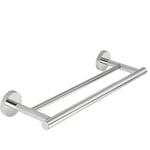 Porte-Serviettes de Salle de Bain Double Barres Anneau Porte Serviette Mural, Support Serviettes Chrome Poli en Acier Inoxydable SUS304 Fixé au Mur