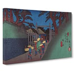 Big Box Art Fukushima Station by Utagawa Hiroshige Painting Canvas Wall Art Framed Picture Print, 30 x 20 Inch (76 x 50 cm), Black, Green, Brown, Blue