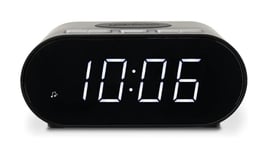 Roberts Ortus Charge FM Alarm Clock Radio with Wireless Phone Charger, Black