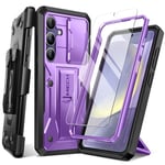 TONGATE Compatible with Samsung Galaxy S24 Plus Case with Slide Camera Cover and Screen Protector, Military Grade Shockproof Phone Case with Kickstand & Belt-Clip for S24 Plus Case 6.7", Purple