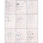 9 ark Jul Nail Art Stickers Dekaler Självhäftande Nagel Stickers Snöflinga Ren Mönster DIY Dekorationsverktyg Tillbehör, Rose Gold