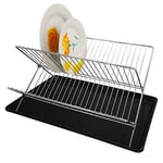 Folding Dish Drainer with Tray | Features an Expandable Two-Tier Design for Extra Capacity | Dish Drying Rack | Plate Rack and Dish Rack | Sink Drainer | Perfect Dish Draining Rack | Cutlery Drainer