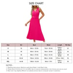 (Rose Red XXL)Pleated A Line Dress Deep V Neck Long Sleeveless Pleated Midi SLS