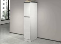 Dmora - Buffet de Cuisine Quintino, Armoire Polyvalente, Meuble de kitchenette, Support réfrigérateur Multifonctionnel, 100% Made in Italy, 30x60h165 cm, Blanc Brillant et Ardoise