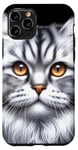 Coque pour iPhone 11 Pro Chat tigré argenté x Chat mignon x Chat gris