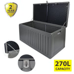 270L LARGE GARDEN STORAGE BOX OUTDOOR PLASTIC UTILITY CABINET SHED LOCKING CHEST