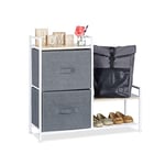 Relaxdays Meuble Rangement 2 Tiroirs Tissu Commode Etagère Tiroir Tissu, 76 x 84 x 29 cm, Gris