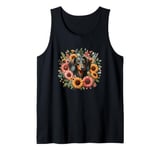 Dachshund Surrounded by Flowers Tank Top