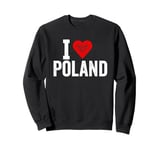 Funny Design Retro I Love Poland with a Red Heart Sweatshirt