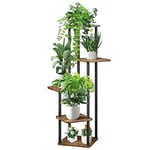 YOCOMEY Étagère d'angle en bois à 5 niveaux pour plantes d'intérieur, plusieurs étagères d'angle pour terrasse, salon, balcon, jardin (noir)